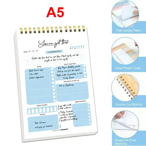 A5 To Do List Notepad Undated Daily Planner Notebook 50 Sheet Stationery Teacher Gift Diary Campus Agenda Office Supplies