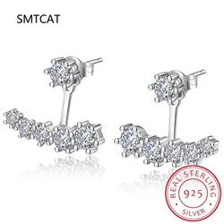 New Stud Earrings 5mm D Color Moissanite Drop for Women Real 925 Silver Piercing Jewelry Certificate Front and Back Dual Purpose