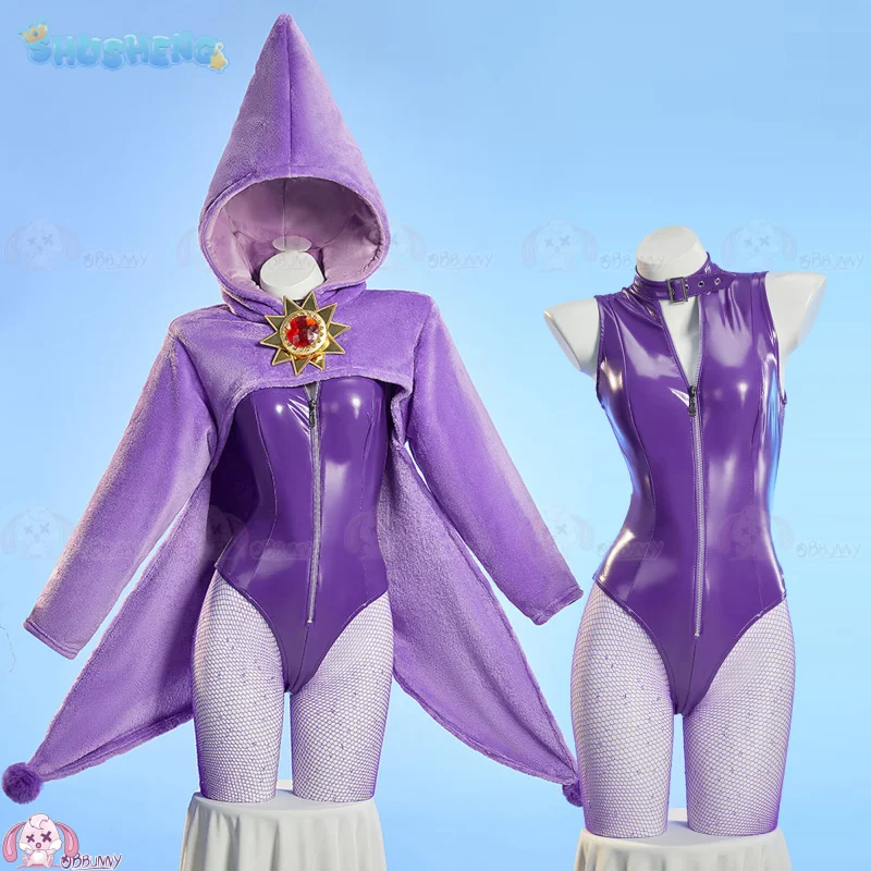 

Starmie Cosplay Costume Anime Pocket Purple Leather Hoodie Socks Props accessories Halloween Party Women Sexy Starmie Uniform