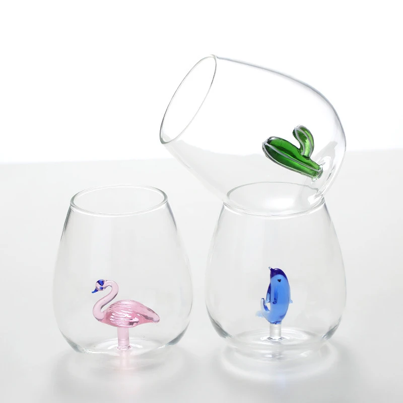 Giemza Glas für Wein 3d Pflanze 1pc Wal Korallen hai Kaktus ein schicht ige Glaswaren Trink geschirr Becher Wasser gläser Barware