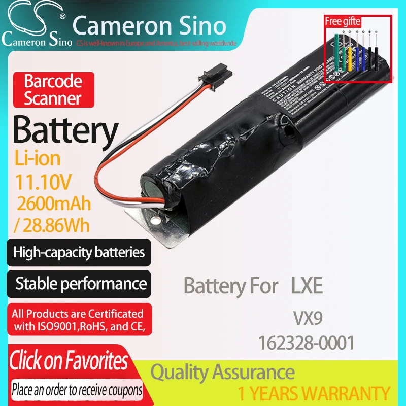 CameronSino Battery for LXE VX9 fits LXE 162328-0001 Barcode Scanner battery 2600mAh/28.86Wh 11.10V Li-ion Black