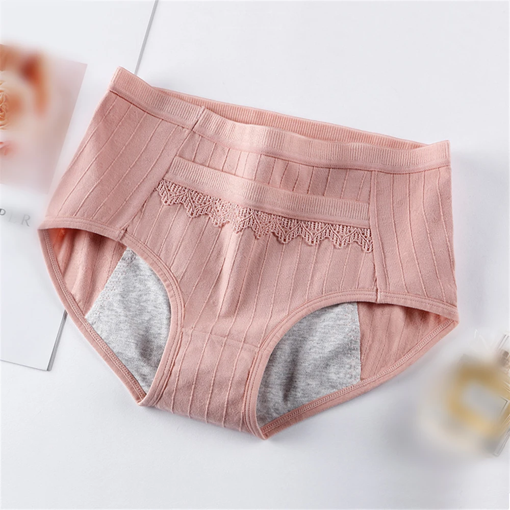 Pure Cotton Panties Women\'s Mid-Waist Warm Menstrual Leak-Proof Pants Girls\' Pocket Lappers Large Size Women\'s Briefs