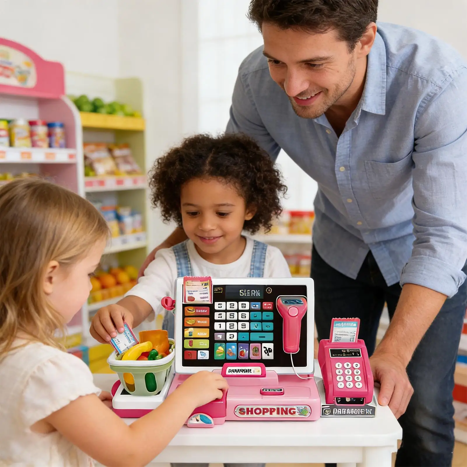 

Kids Shopping Cash Register Toys Mini Supermarket Set Simulation Food Calculation Checkout Counter Pretend Play Toy For Children