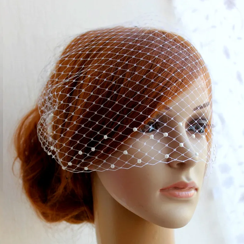 2024 New Arrvial Wedding Accessories Bride Headpiece Blusher Veil With Pearls velo de novia