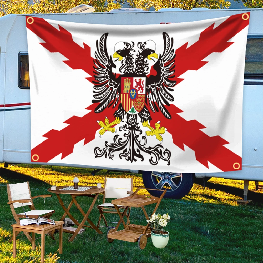 60X90CM 90X150CM Spanisches Kaiserreich Burgund-Kreuz Flagge Wandteppich Banner Outdoor Heimdekoration Vintage-Stil Wandbehang Kunst – Detail 1