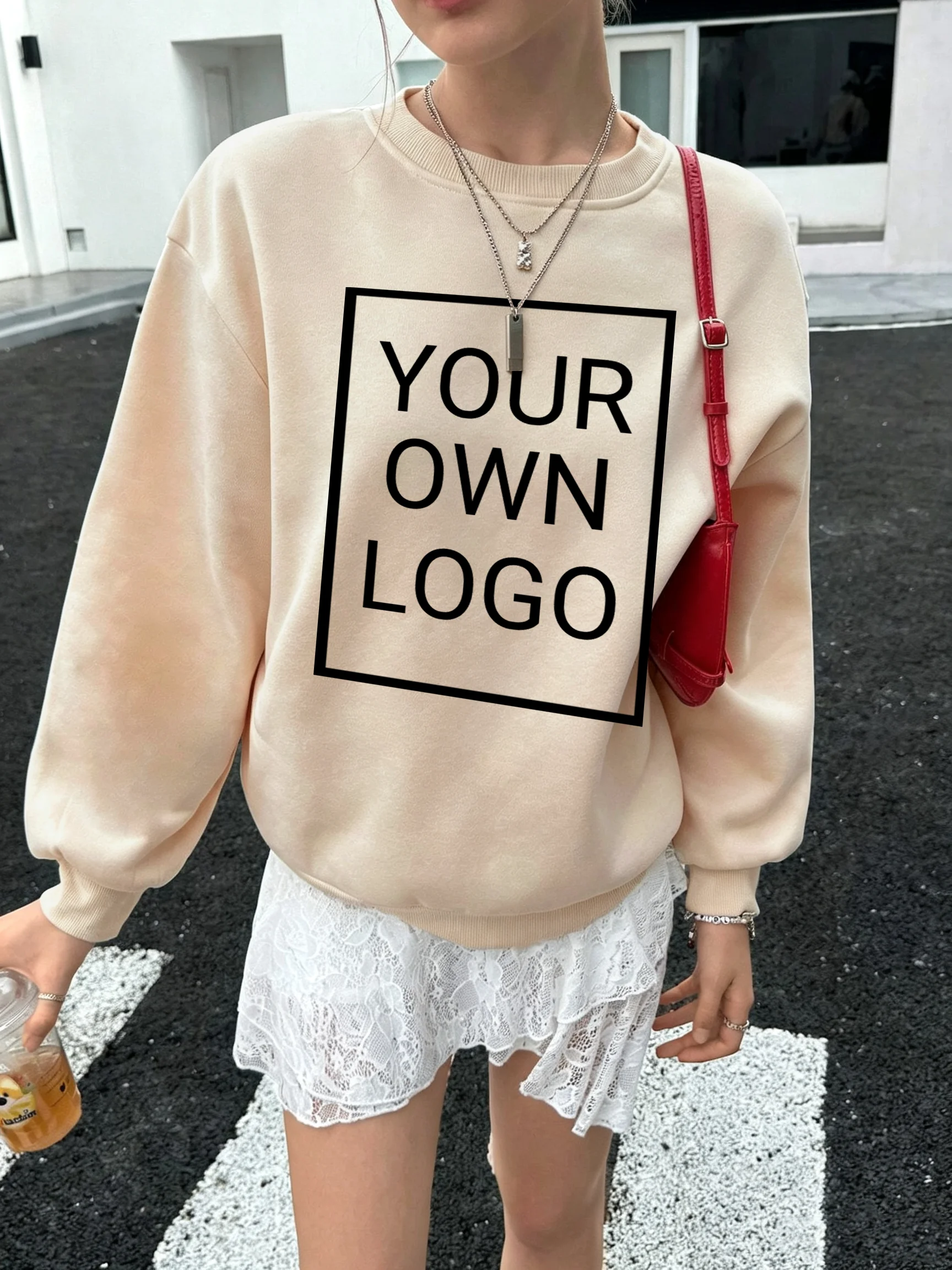 Custom Logo Diy Text Couple Women Sweatshirts Activity Loose Clothes Crewneck Y2K Streetwear Autumn Comfortable Female Pullovers