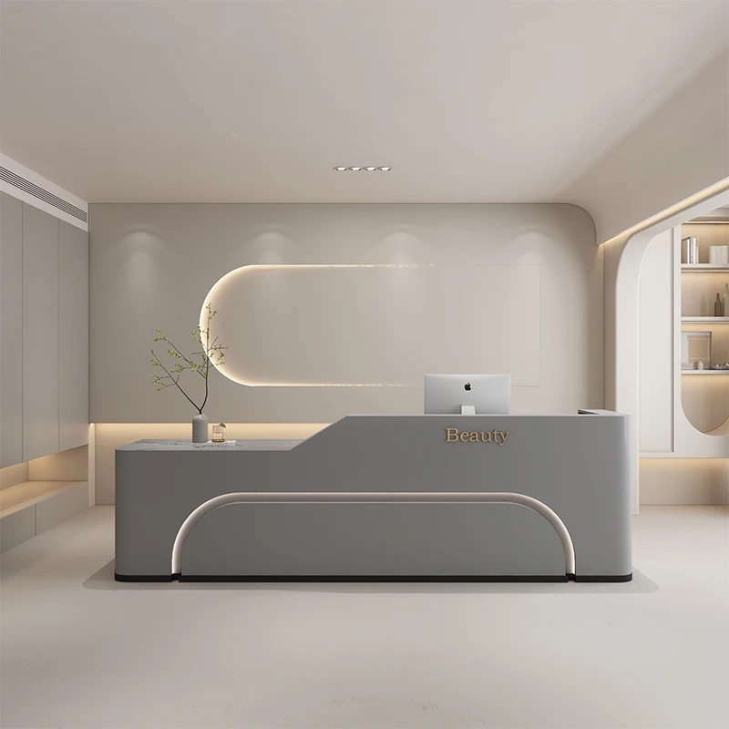 Economic Lecture Reception Desk Elegant Office Tables Reception Desk Curved Hairdressing Bancone Per Negozio Modern Furniture