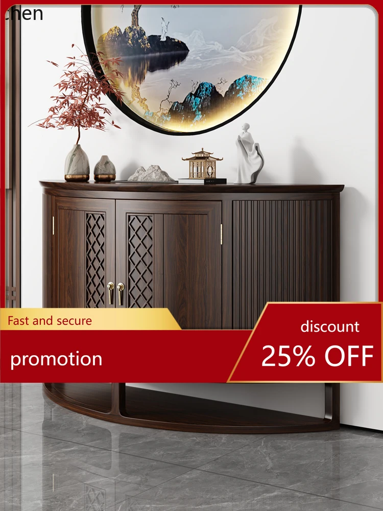 

YXY entrance table Ebony bar entry door table against the wall entrance table Semicircular arc solid wood entrance cabinet
