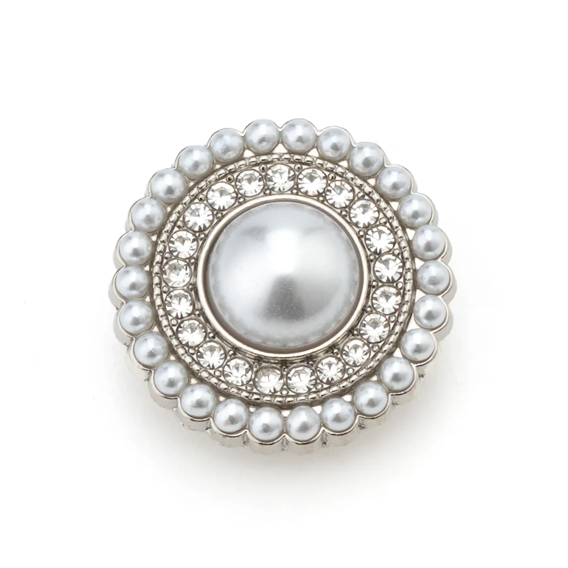 5pcs elegant pearl rhinestone decor round metal button for cloth shirt coat Jacket fabric Sewing Craft Scrapbooking 15-25mm
