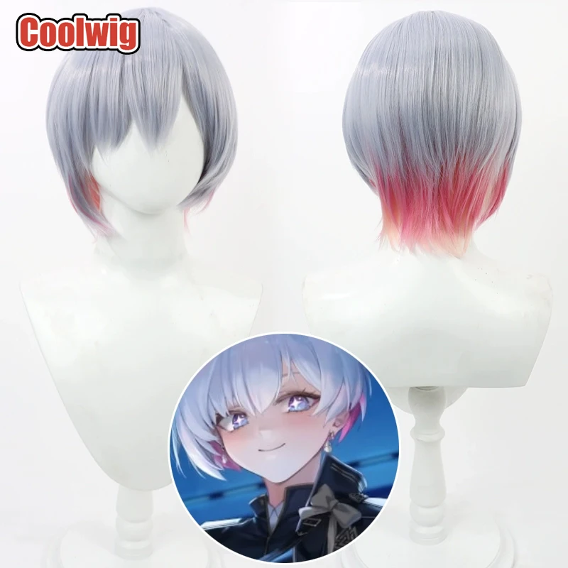 

Coolwig Synthetic Hair Liliweiss Cosplay Wigs Nikke The Goddess of Victory Liliweiss 30cm Gray Mixed Hot Pink Wig Heat Resistant