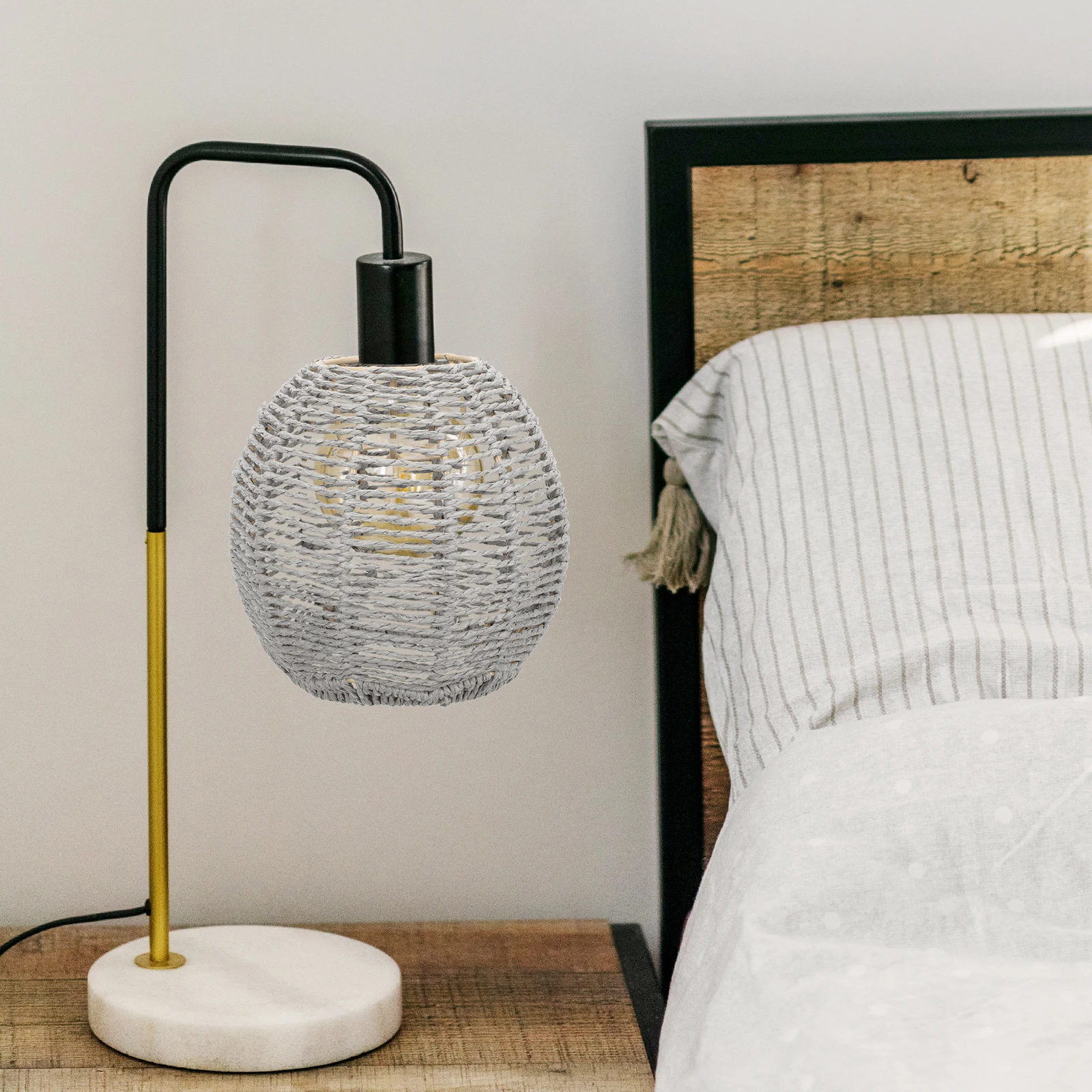 

Elegant Woven Rattan Lampshade Decorative Pendant Light Cover Hanging Ceiling Chandelier Shade Durable Artificial Rattan Dining