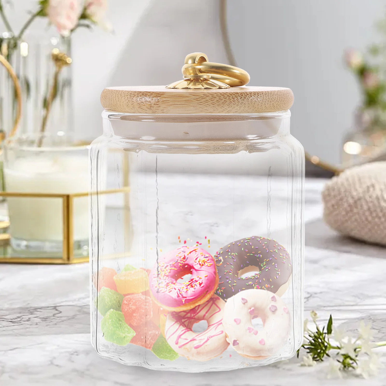 

Glass Tea 260ml Small Size Wide Mouth Airtight Lid Storage Kitchen Canisters Container for Tea Sugar Flour Kitchen