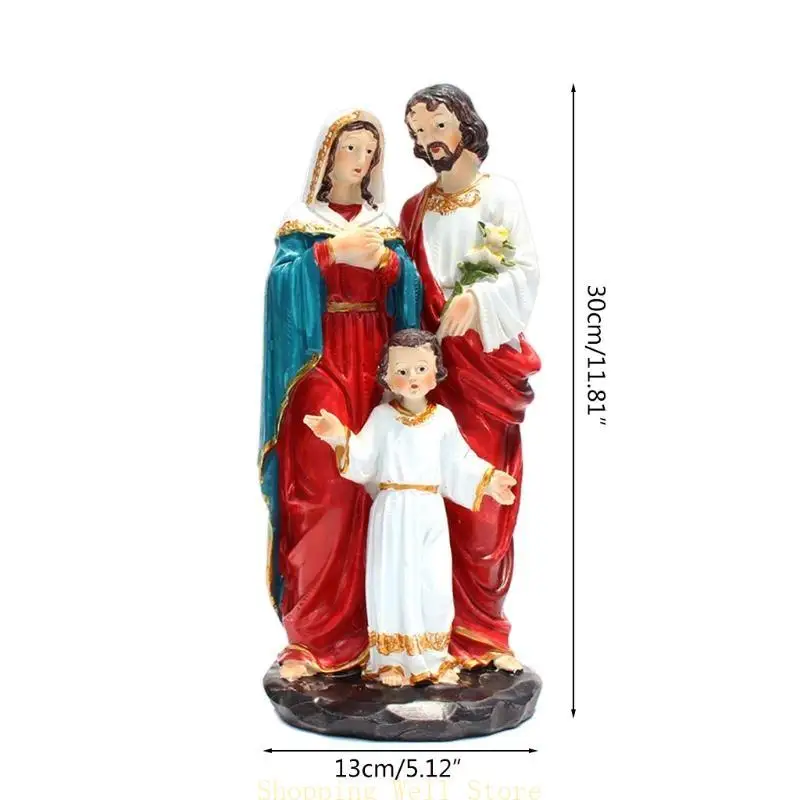 KX4B Religious Jesus Family Statue Desktop Ornament Resin Statue Figurine for Creative Sculpture for Home Decor Indoor for Cr