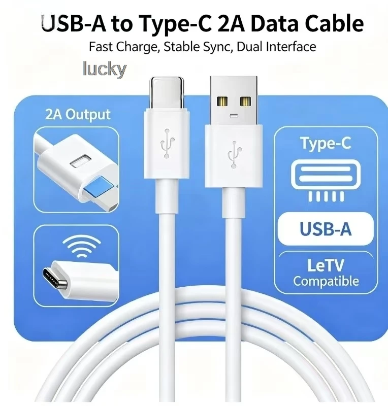 1-2Pack 2A USB A To Type C Cable for Huawei Xiaomi PD Fast Charging Charger USB C Data Cord Quick Charge For Samsung Oneplus