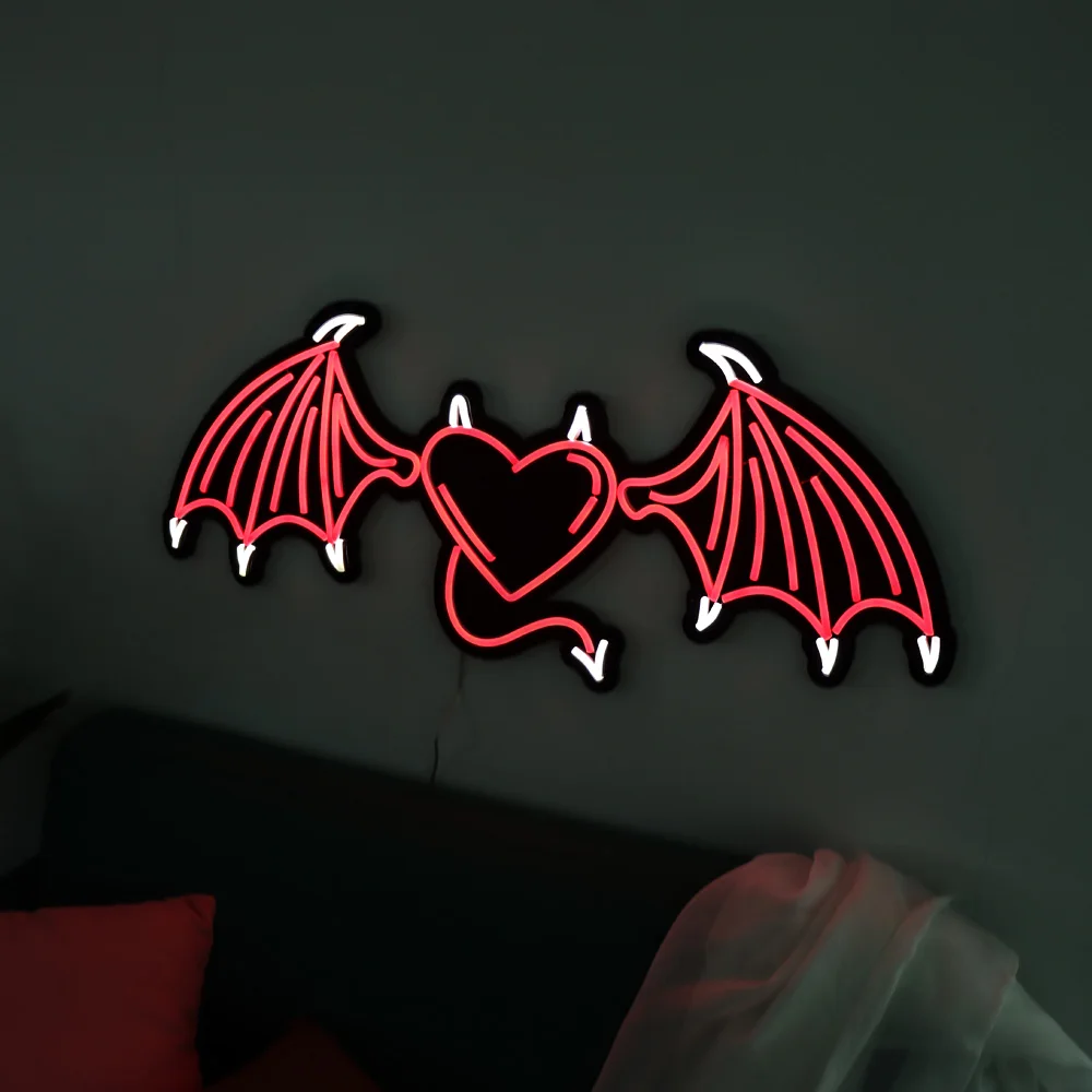 red bat neon with black acrylic backboard, led neon sign,beautiful led neon sign,flexible neon