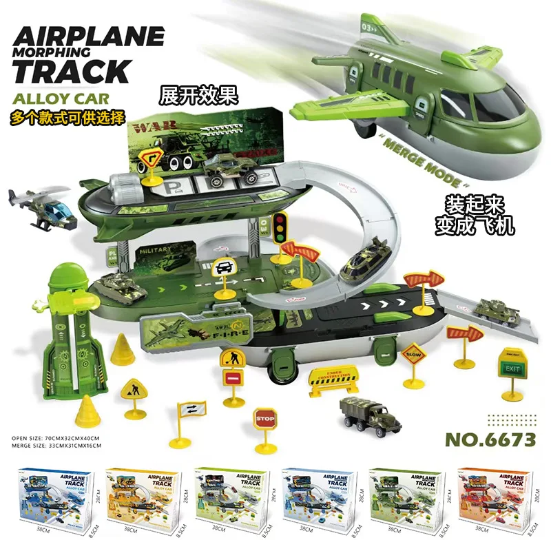 Children play house manual DIY parking lot toy storage aircraft puzzle police car fire truck engineering vehicle