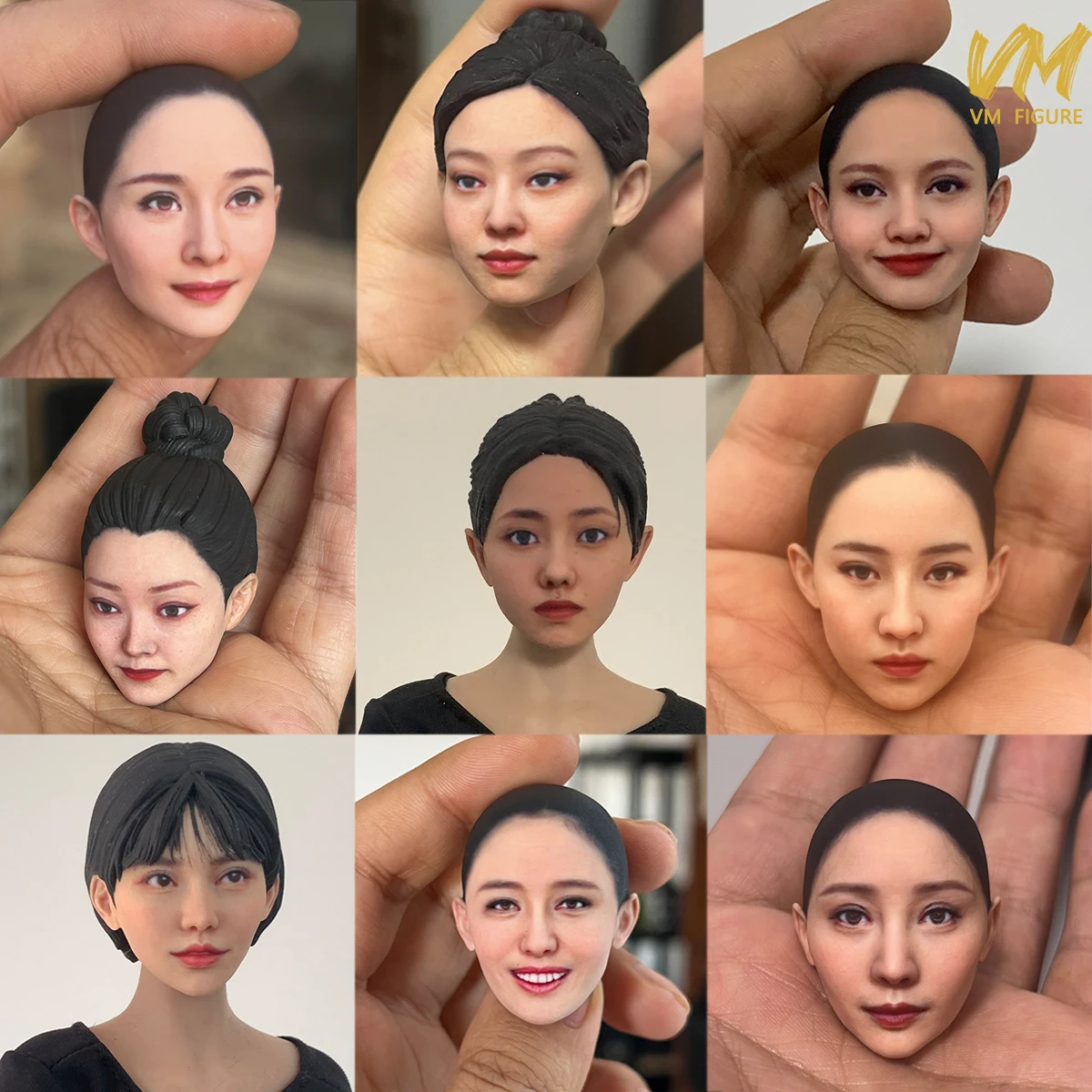 

1/6 1/12 Resin Super-realistic Woman Head Sculpture Beauty Girl Head Painted Model For 12" 6" Female Soldier Action Figure Body