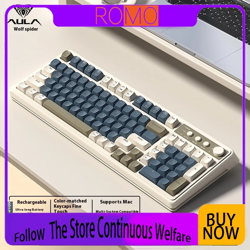 

AULA S99 Gaming Keyboard Tri-Mode Connectivity Wireless Bluetooth Wired Rgb Mute Esports Ergonomic Keyboard Game Accessories