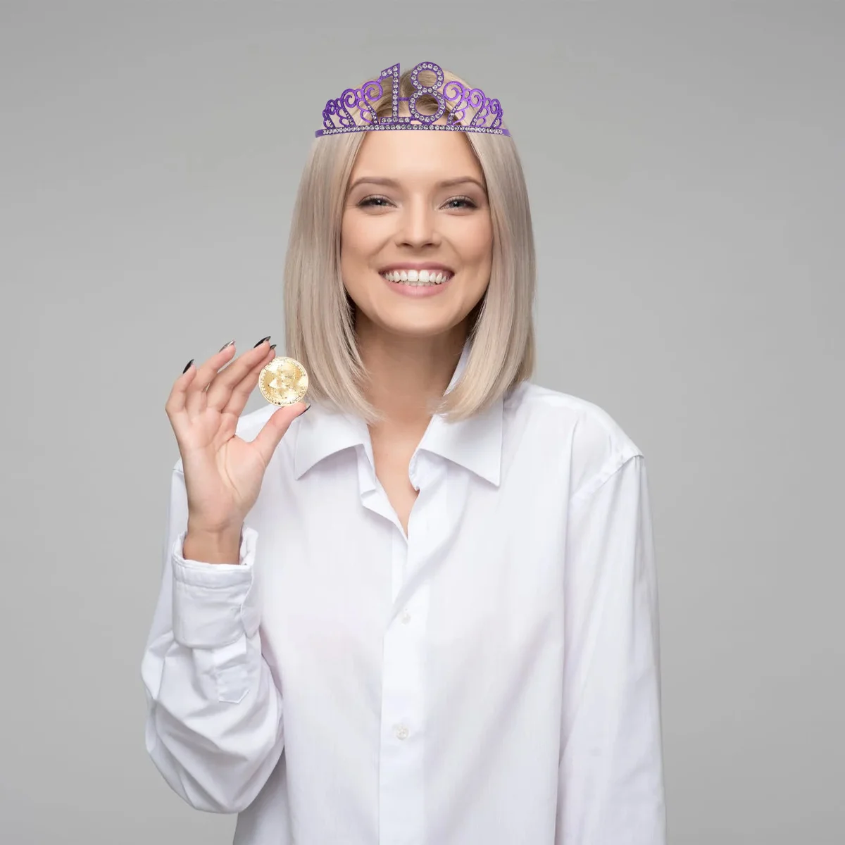 

Number Crown Purple Stylish Headwear Birthday Cake Decoration Delicate Hair Accessories Women Number Crown