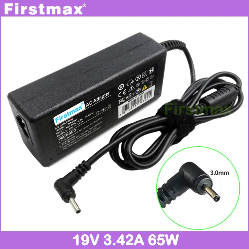 Carregador 19V 3.42A 65W para Samsung NP730U3E NP740U3E NP900X3L NP900X3N NP900X3T NP950XCJ BA44-00290A AD-6019P fonte de alimentação