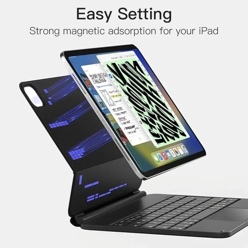 New Backlit Magic Keyboard Case For iPad 2018-2025 For iPad 7/8/9/10th Gen A16 11th Air 4 5 Pro 11 12.9 13in Mini 6 7 iPad Cases - Image 2