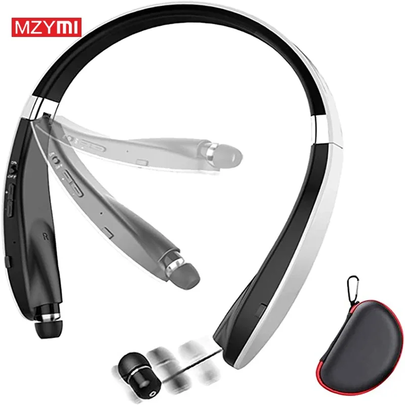 MZYMI Wireless Bluetooth Headset SX-991 Neckband Foldable Headphones Retractable Earbuds Noise Cancelling Hifi Stereo Earphones