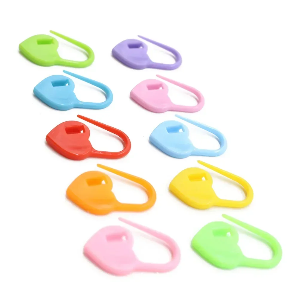 50/100pcs Heart Knitting Crochet Markers Locking Stitch Needle Clip Markers Ring Sewing Accessories DIY Weaving Knitting Tools