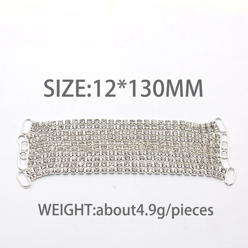 New 2 rows of 10 pieces 12 * 130mm Fully Transparent Crystal Rhinestone Bikini Connection Buckle Swimsuit Bikini Decorative Meta