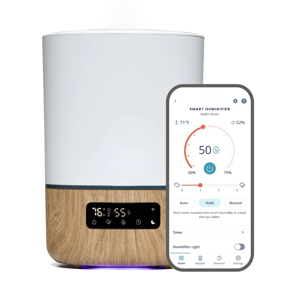 

Connected Smart Humidifier \u2014 1 Gallon (3.8L) Tank Size, Cool Mist Humidifier with Hygrometer and Nightlight, and Whisper Qu