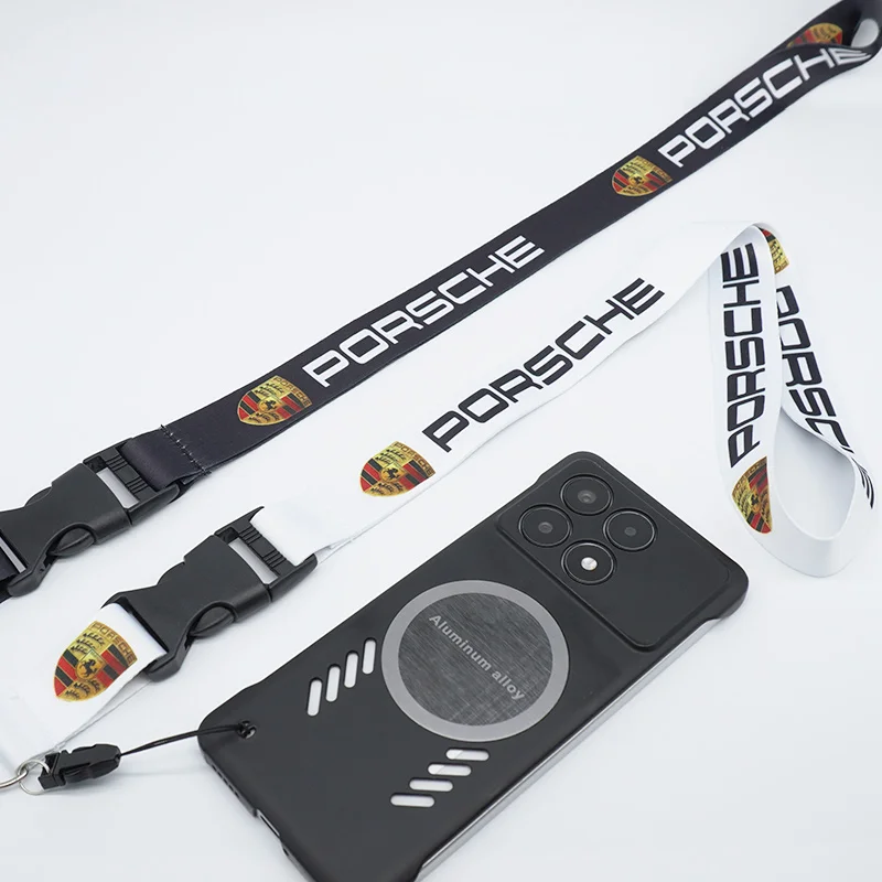 Lanyard Nylon Druck Emblem Stil Auto Schlüsselanhänger Motorrad Geschenke für Porsche Panamera Macan Boxster Cayman Cayenne 911 Taycan