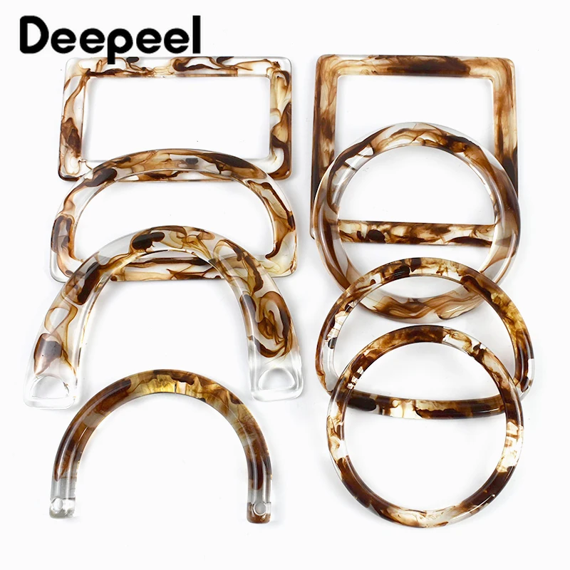 

2Pcs Amber Plastic Bags Handle Acrylic Transparent D Ring for Handbag Woven-bag Replace Handles Purse Frame Bag Accessories