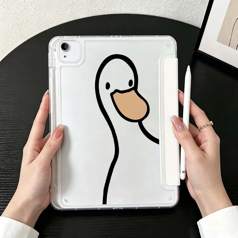 Duck Selfie Phone For iPad Mini Pro Air 5 6 7 8 9 10th 11th 11 9.7 10.9 13 inch Transparent Y-Shaped Folding Tablet Case