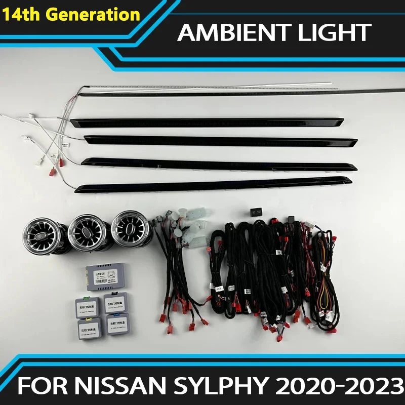 

24 in 1 RGB Symphony Car Ambient Lighting for Nissan 2020-2023 14th Generation Sylphy LED Interior Decoration Car Accesssories