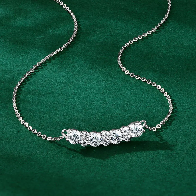 

Rrjzz D-Color 10 Stone Round Moissanite Women Necklace with Certificate 925 Sterling Silver Light Luxury Women Pendant Necklace