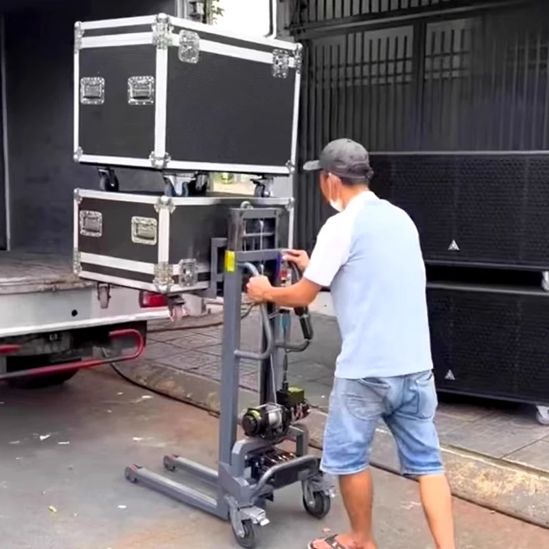 1.2M/1.6M Electric forklift Portable small loader Lighting and audio transporter Air box electric stacker