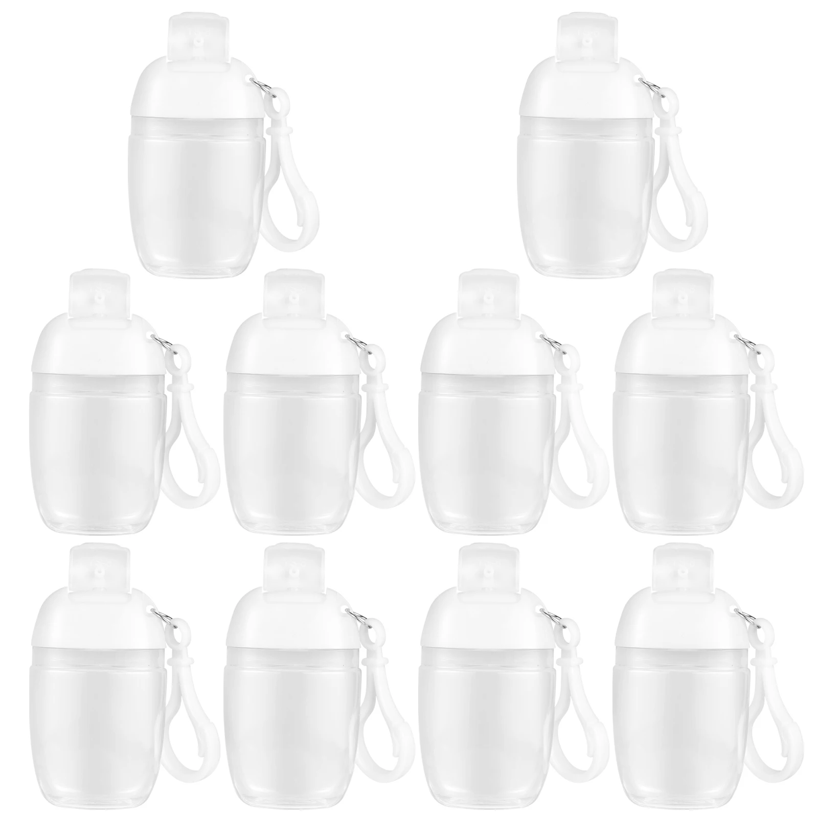 

10pcs 30ml Water Bottles Empty Plastic Storage Refillable Empty Bottle Toiletry Set Hooks Travel Outdoor