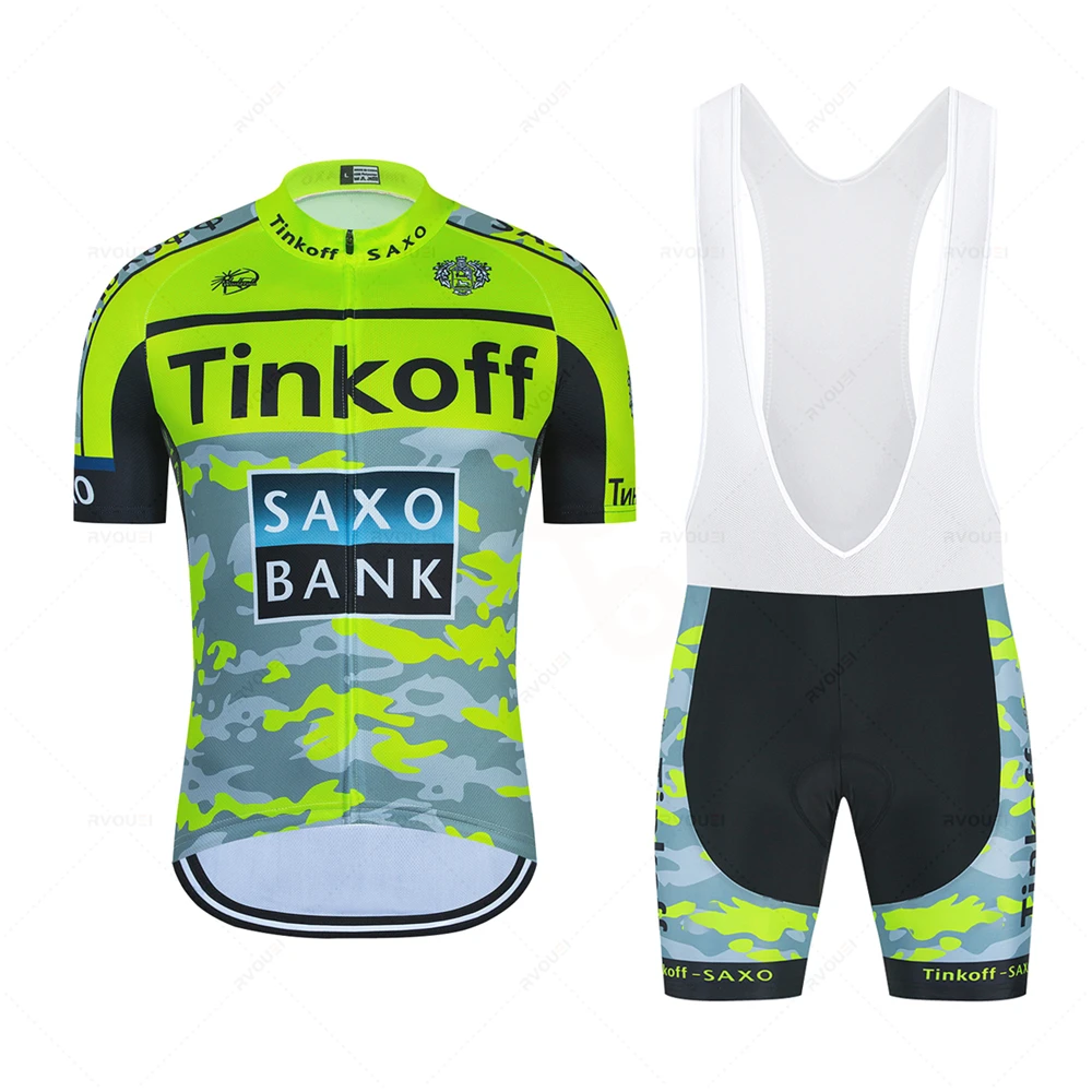 Saxo Bank Tinkoff Team Ciclismo Cycling Jersey Clothes Bib Shorts Set Gel Pad Mountain Cycling Clothing Suits Outdoor Bike Wear