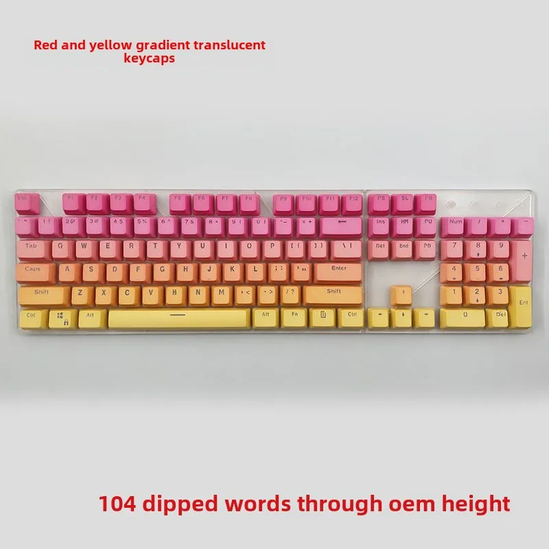 

104-key PBT Keycap Dip-dyed Font Transparent Simple OEM Highly Mechanical Keyboard Keycap Rainbow Color Gradient Keycap