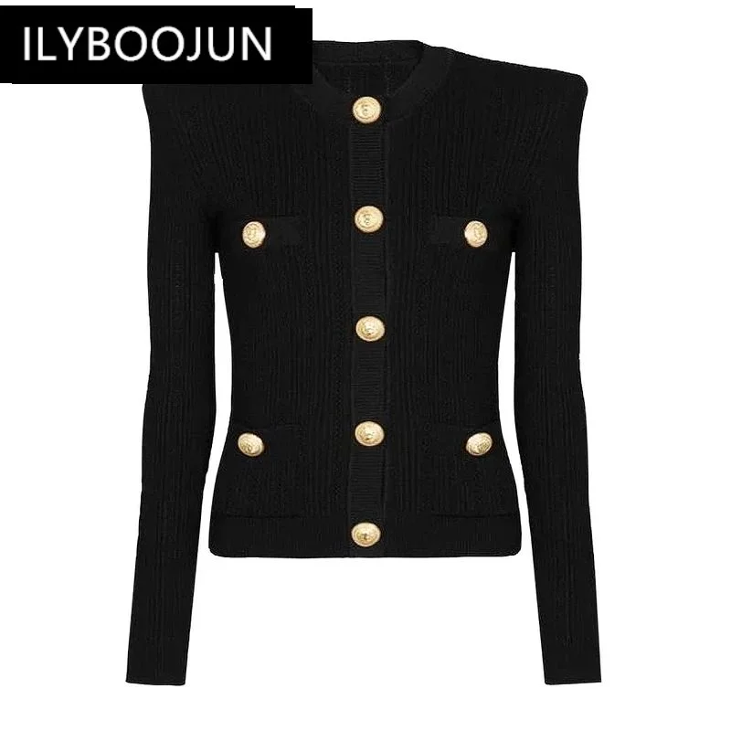 BY Quality Spot 2024 Spring And Autumn New Long Sleeve Short Round Neck Cut-out Knit Top Fashion Cardigan Jacket Women