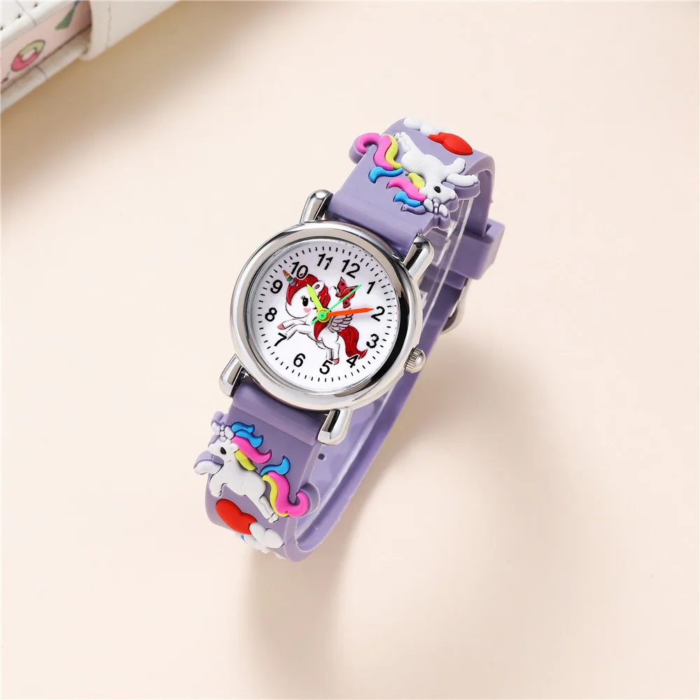 Cute Unicorn Children\'s watch Candy color Silicone band Cartoon watch