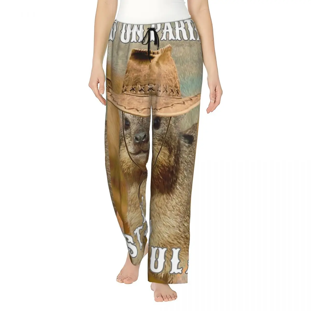 

Женские пижамные брюки Custom Hold On Partner I'm Overstimulated Rock Hyrax с карманами для отдыха и сна