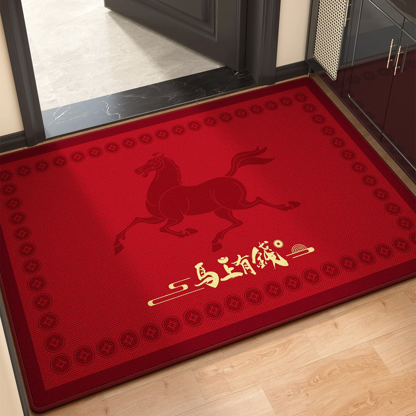 

Новый придверный коврик 2026 года, нескользящий, грязеотталкивающий, с возможностью индивидуального размера, красный, премиум-класса, прямоугольный, с эффектом кристалла...