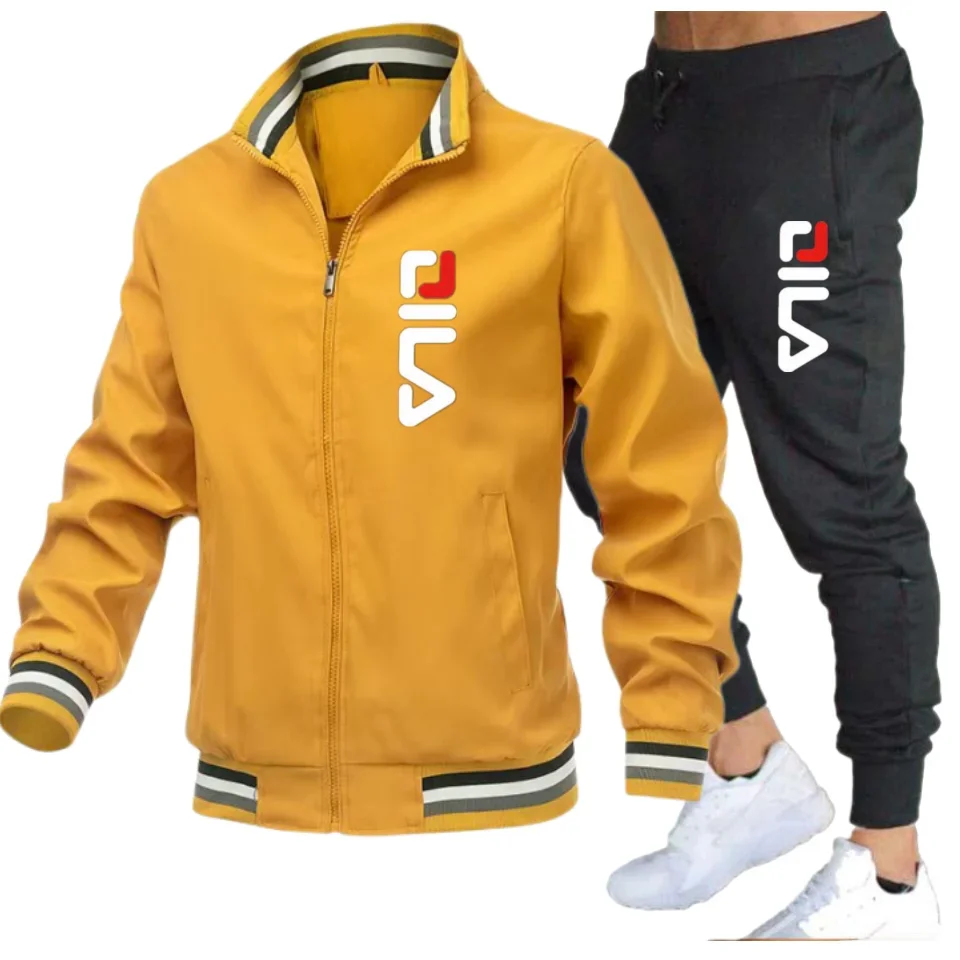 Veste et pantalon de sport trempés pour hommes, survêtement sportif, vêtements de mode masculins, survêtement de marque, printemps, automne, nouveau, ensemble de 2 pièces