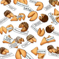 35PCS Fortune Cookie Words Stickers Food Decals for Journal, Laptop, Water Bottle, Scrapbook, DIY Card Making