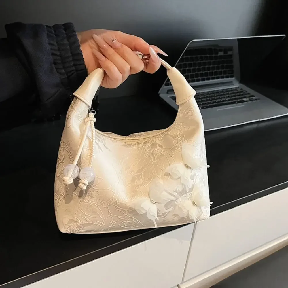 

Flower Pattern Chinese Style Crossbody Bag Elegant Cheongsam Accessories Embroidery Shoulder Bag Single Shoulder with Handle