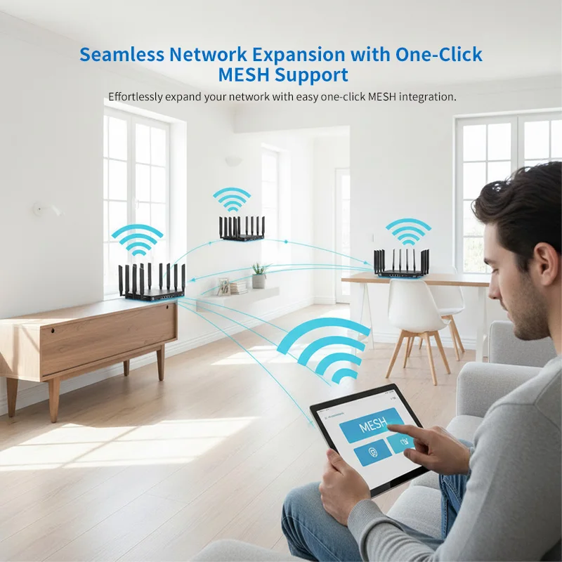 MT7988AV  X75 5g Modem 4x4 Mimo 5g Antenna WiFi 7 Router Wireless Network Firewall 5g Wifi Router With Sim Card Slot
