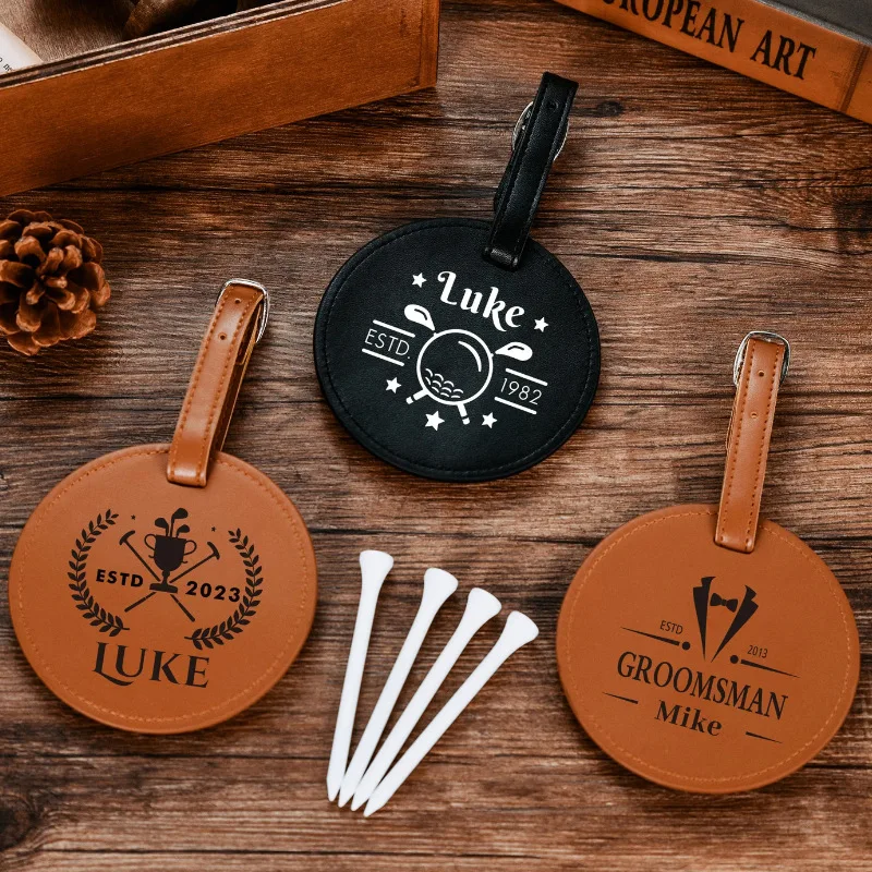 Sac de golf en cuir étiquette de golf support de siège sac de rangement bouchon de balle étiquette de bagage