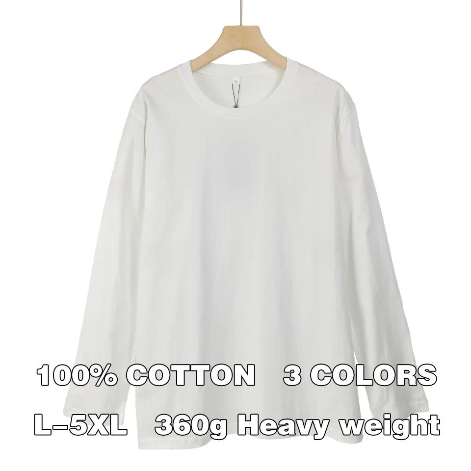 

100% Cotton Long Sleeve Solid T shirt For Men Spring Mens Tee High Quality Male Tops Casual Pullover Tee T-shirts 260g-360g