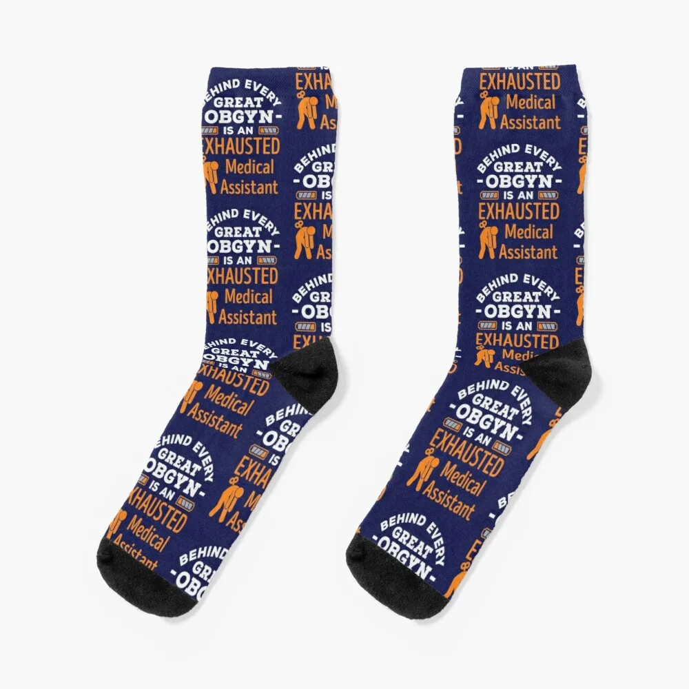 

Behind Every Great OBGYN is an Exhausted Medical Assistant Socks Cute Socks Funny Gift