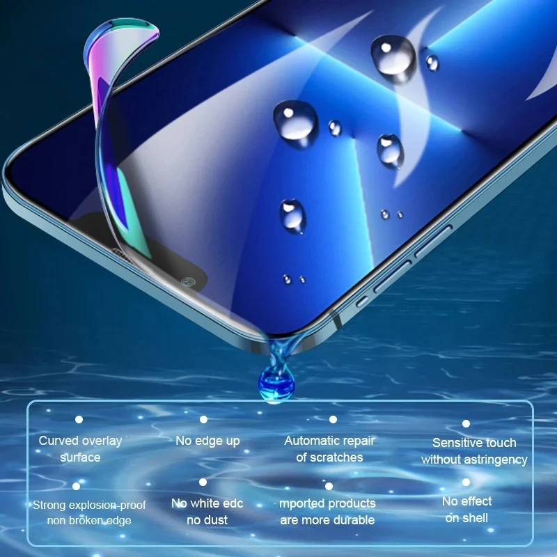 3 piezas película de hidrogel suave para iPhone 16 15 14 13 12 11 Pro Max XS XR X 7 8 15 Plus, protector de pantalla de silicona TPU 6